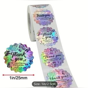 Holographic thank you stickers 500 count